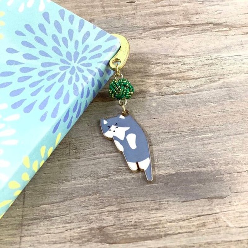 御朱印帐书签 水引【被抓着的猫咪】书签 白灰 虎斑纹 - 书签 - 其他金属 金色