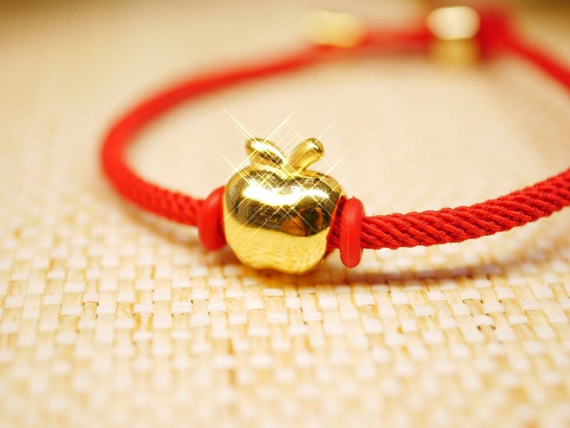 黄金手绳-苹果(平安)金饰-黄金9999 (赠送米兰手绳) - 手链/手环 - 24k 金 金色