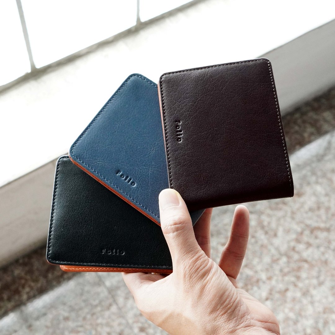 Folio : Tuff slim wallet (Two-Tone) 双色真皮 RFID 防盗短夹 男款 - 皮夹/钱包 - 真皮 