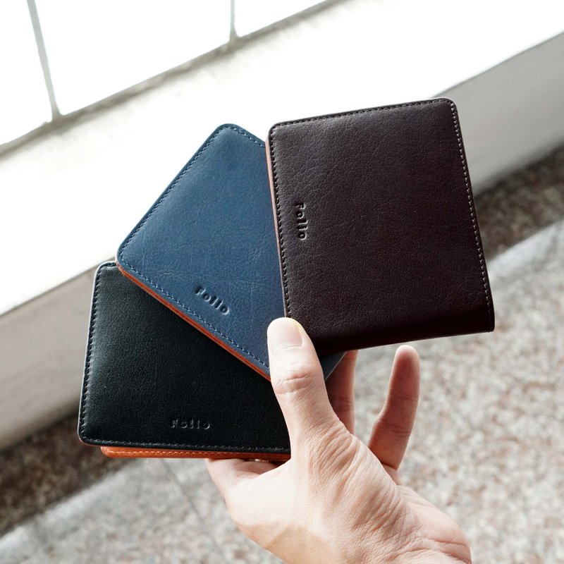 Folio : Tuff slim wallet (Two-Tone) 双色真皮 RFID 防盗短夹 男款 - 皮夹/钱包 - 真皮 