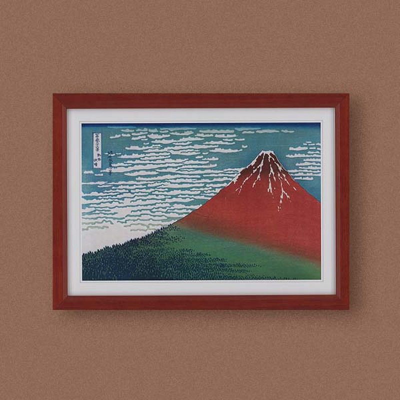 【 世界名作小框画 】葛饰北斋・凯风快晴 - 海报/装饰画/版画 - 纸 红色