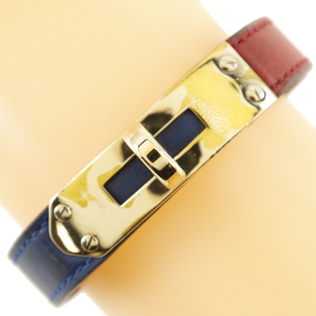 [日本直邮] 爱马仕凯莉手表替换表带 皮革 x 镀金 蓝色/红色 约 15.1 克 女款 [二手] - 手链/手环 - 真皮 蓝色