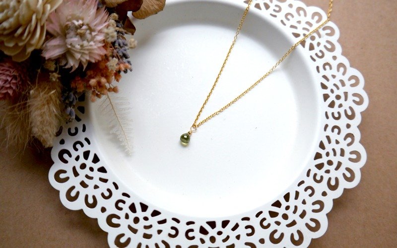 SL280 Light you up 橄榄绿水晶锁骨链 0.8*0.6 40cm有可调链 6 - 锁骨链 - 其他金属 