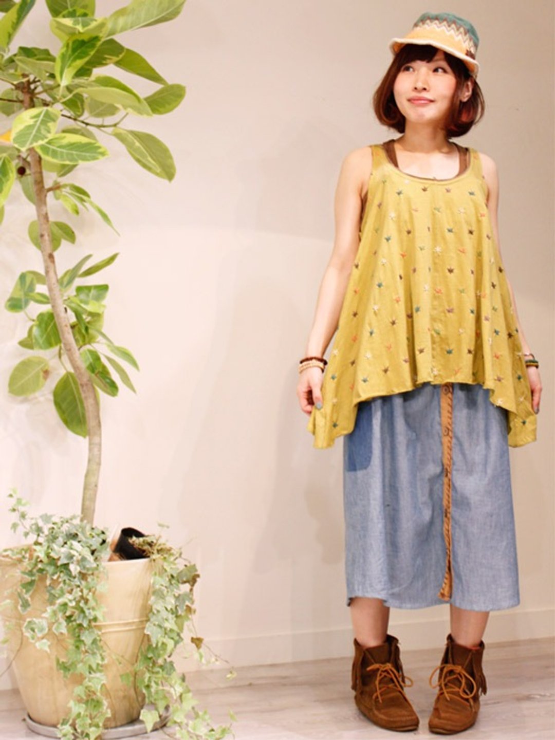 ☆ Hammock ☆ Star sky tank tunic - 女装短裤 - 棉．麻 蓝色