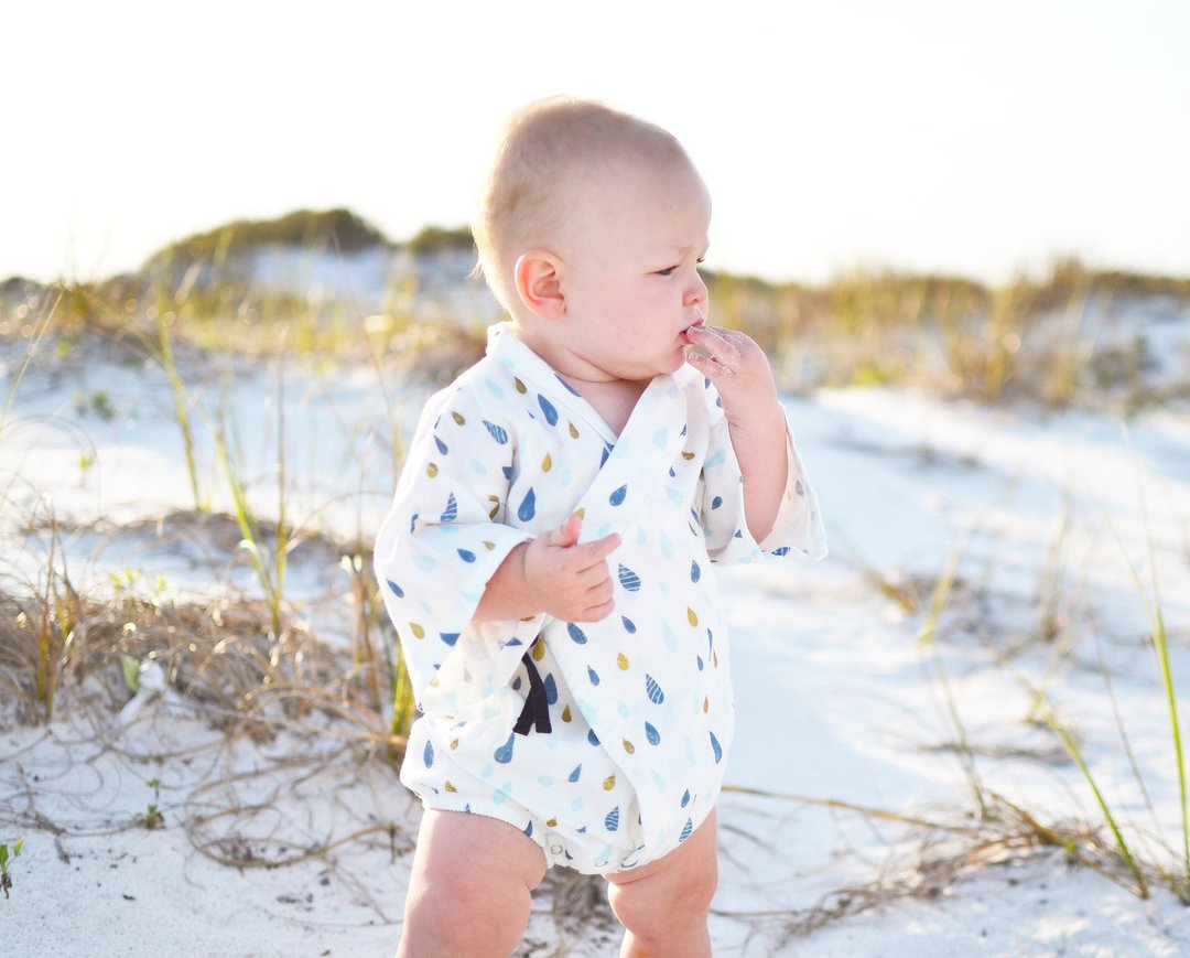 Japanese Cotton Kimono Romper for Baby Boy Takara - 其他 - 棉 白色