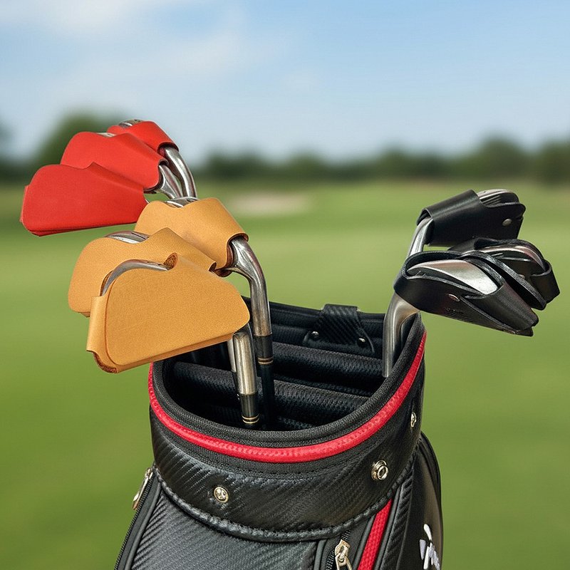 COZI-义大利植鞣革高尔夫铁杆套 球杆套 铁杆帽套 球杆帽套 - 运动配件 - 真皮 咖啡色