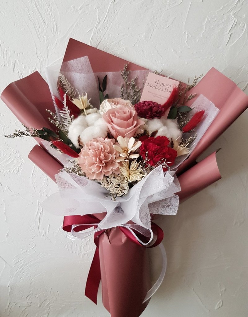 永生花 + 干燥花∣豆沙红 云雾粉∣永生花束∣ 毕业 生日花束 - 干燥花/捧花 - 植物．花 多色