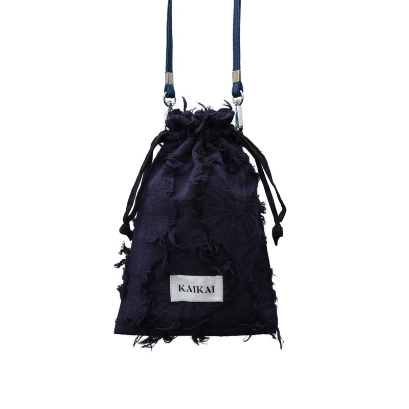 KAIKAI - Breakthrough - 提花流苏斜背袋 - 藏蓝 - 侧背包/斜挎包 - 棉．麻 蓝色