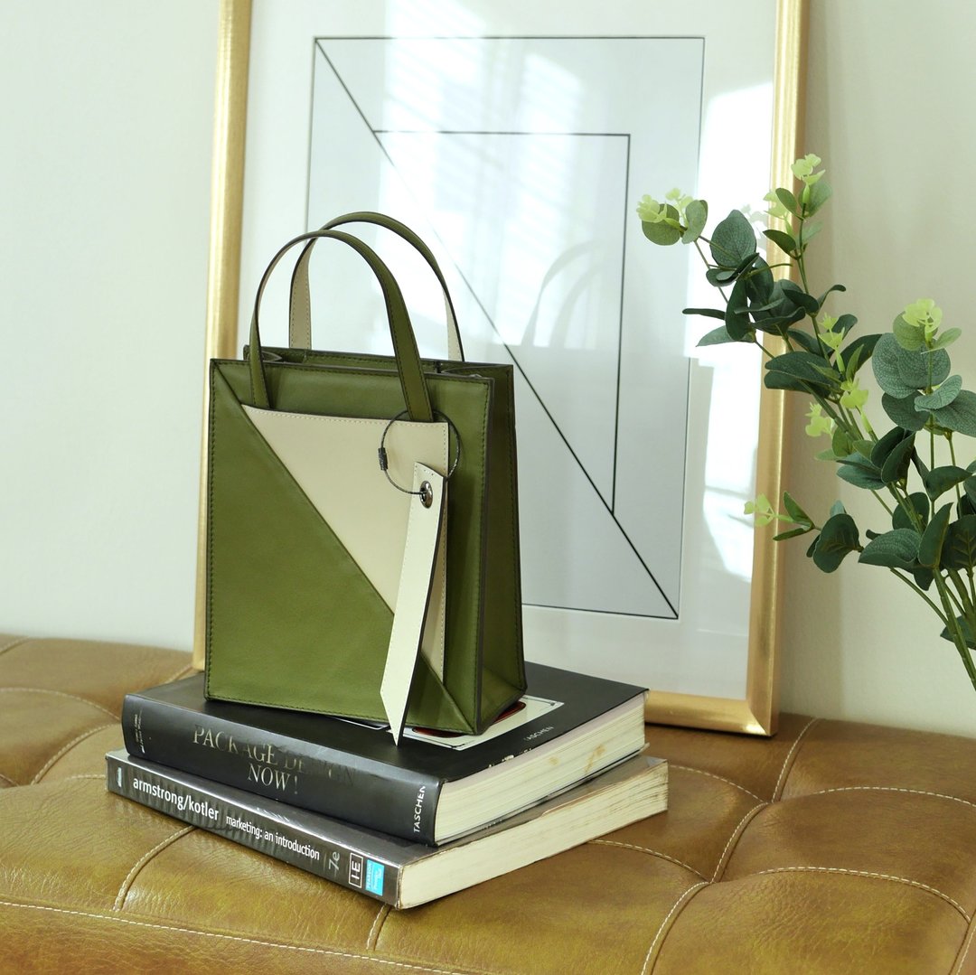 真皮托特包 Daniel Mini Tote 款 / Olive Green 橄榄绿 - 手提包/手提袋 - 真皮 绿色