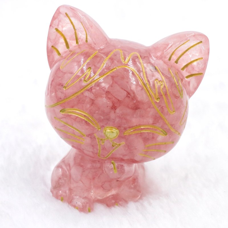 粉晶猫猫摆设 - 摆饰 - 树脂 粉红色