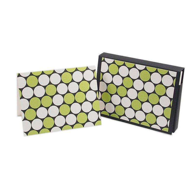 盒卡-白绿圆点10入 【Hallmark-卡片 多用途】 - 卡片/明信片 - 纸 绿色