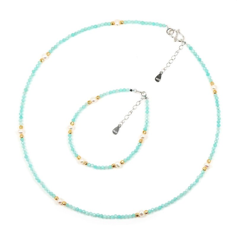 【正佳珠宝】天然淡水珍珠 极细天河石 珍珠项链 珍珠手链 - 手链/手环 - 半宝石 多色