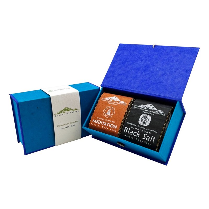 尼泊尔喜马拉雅之宝Lokta手作祝福礼盒2入 - 肥皂/手工皂 - 纸 多色