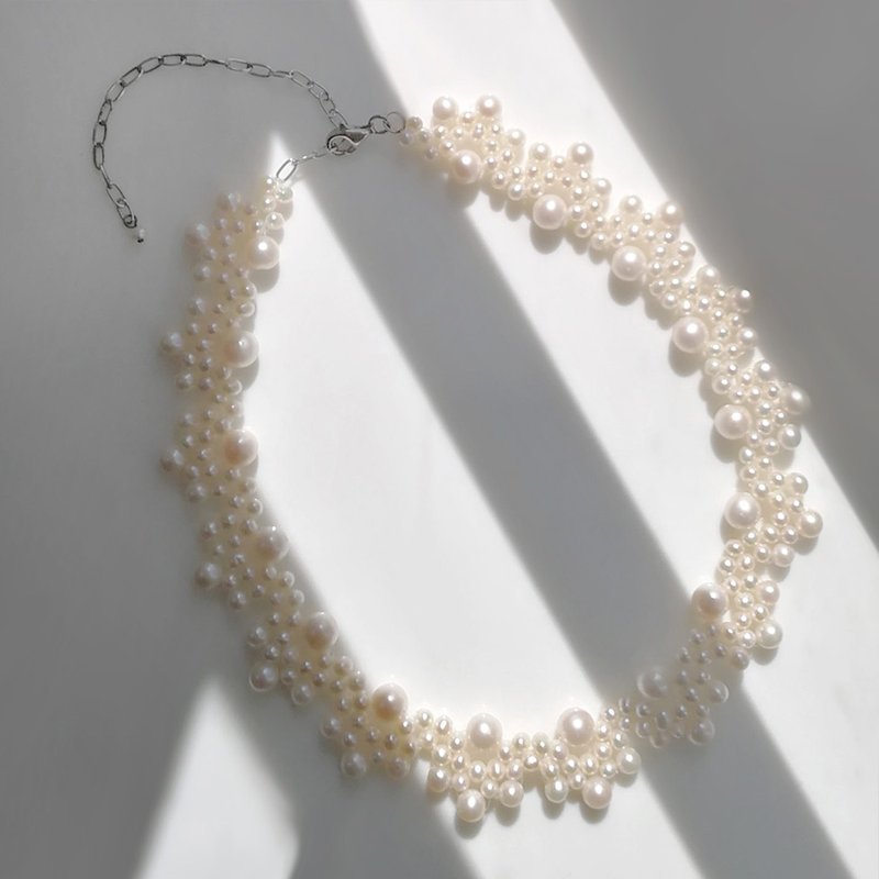 Snowflake-淡水珍珠纯银颈链 - 项链 - 珍珠 白色