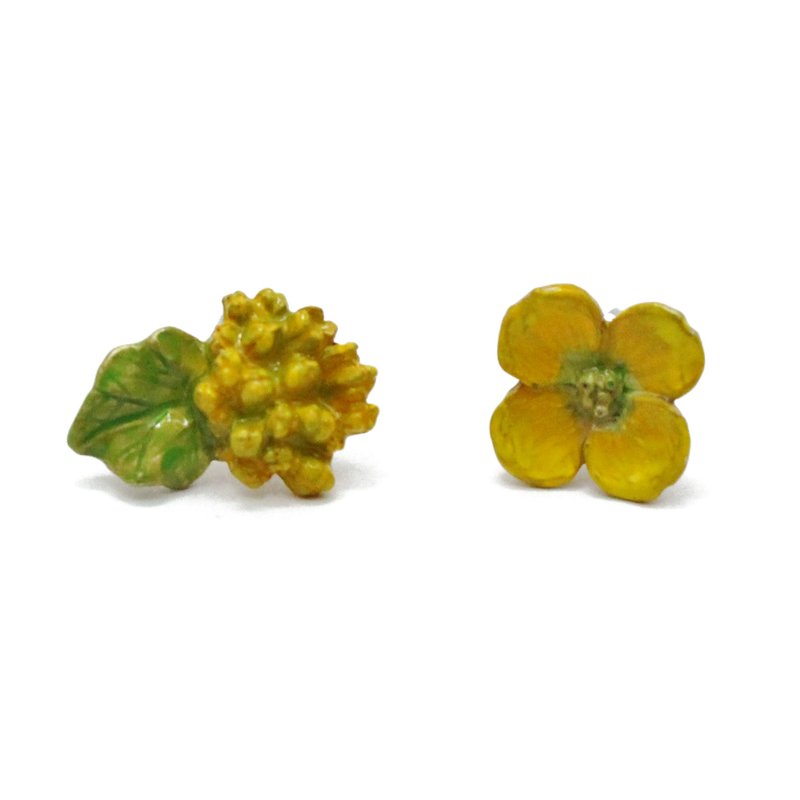 Field Mustard Pierced / Nanohana Earrings PA409 - 耳环/耳夹 - 其他金属 黄色