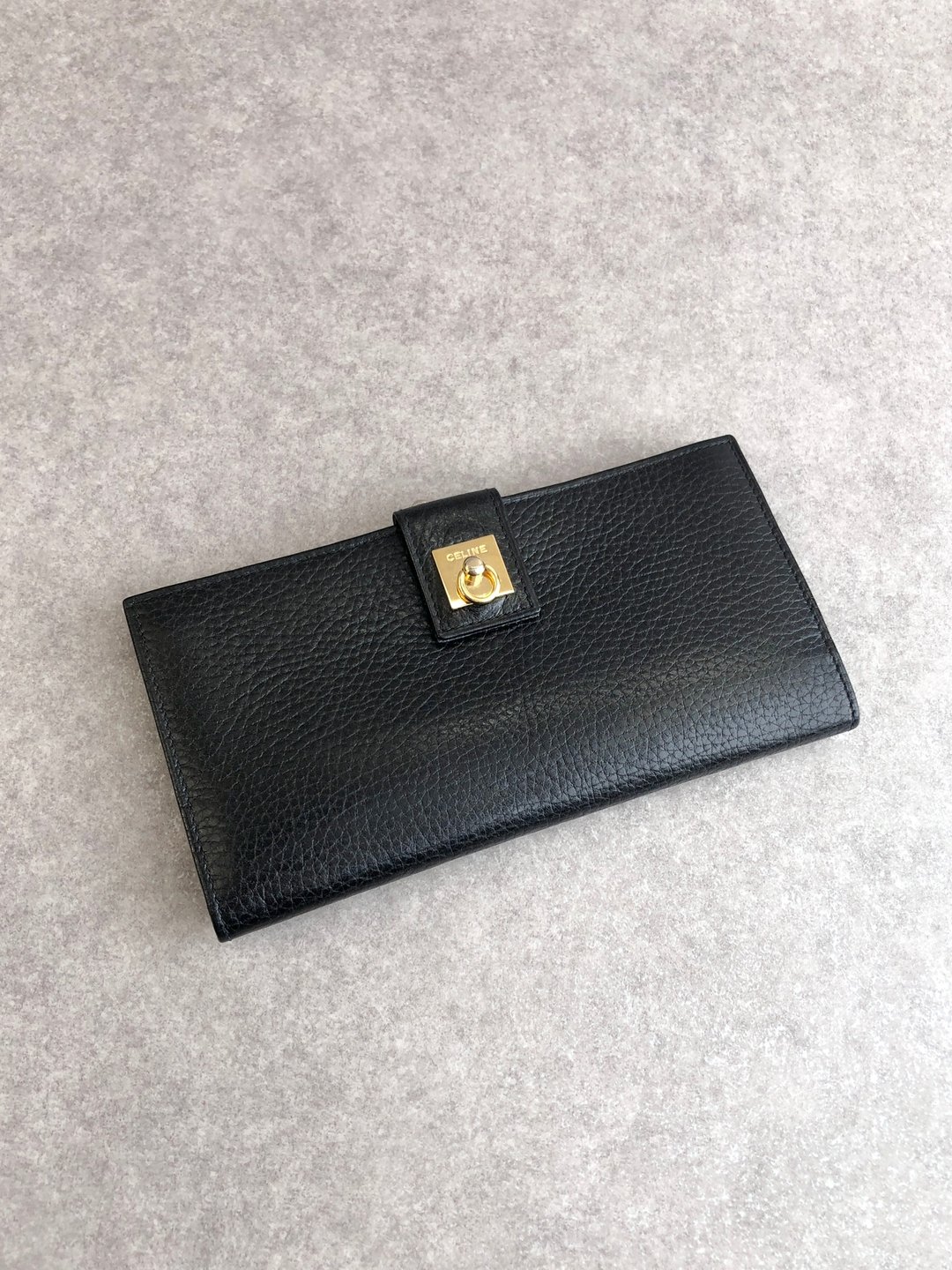 【 日本直送 名牌中古包 】CELINE  સેલિન 钱包 黑色 Gancini 皮革 零钱袋长夹 vintage 古董 mv6fp5 - 皮夹/钱包 - 真皮 黑色