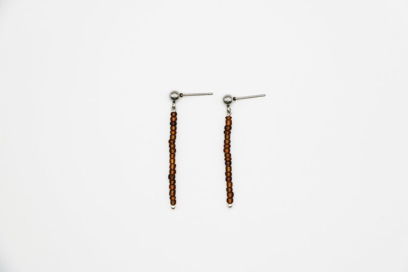 褐色串串 _ 手工耳环 - 耳环/耳夹 - 玻璃 咖啡色