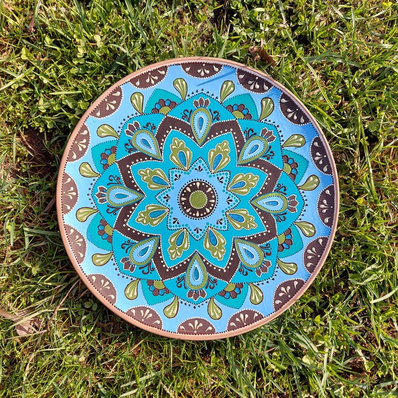 Turquoise mandala plate - 墙贴/壁贴 - 陶 