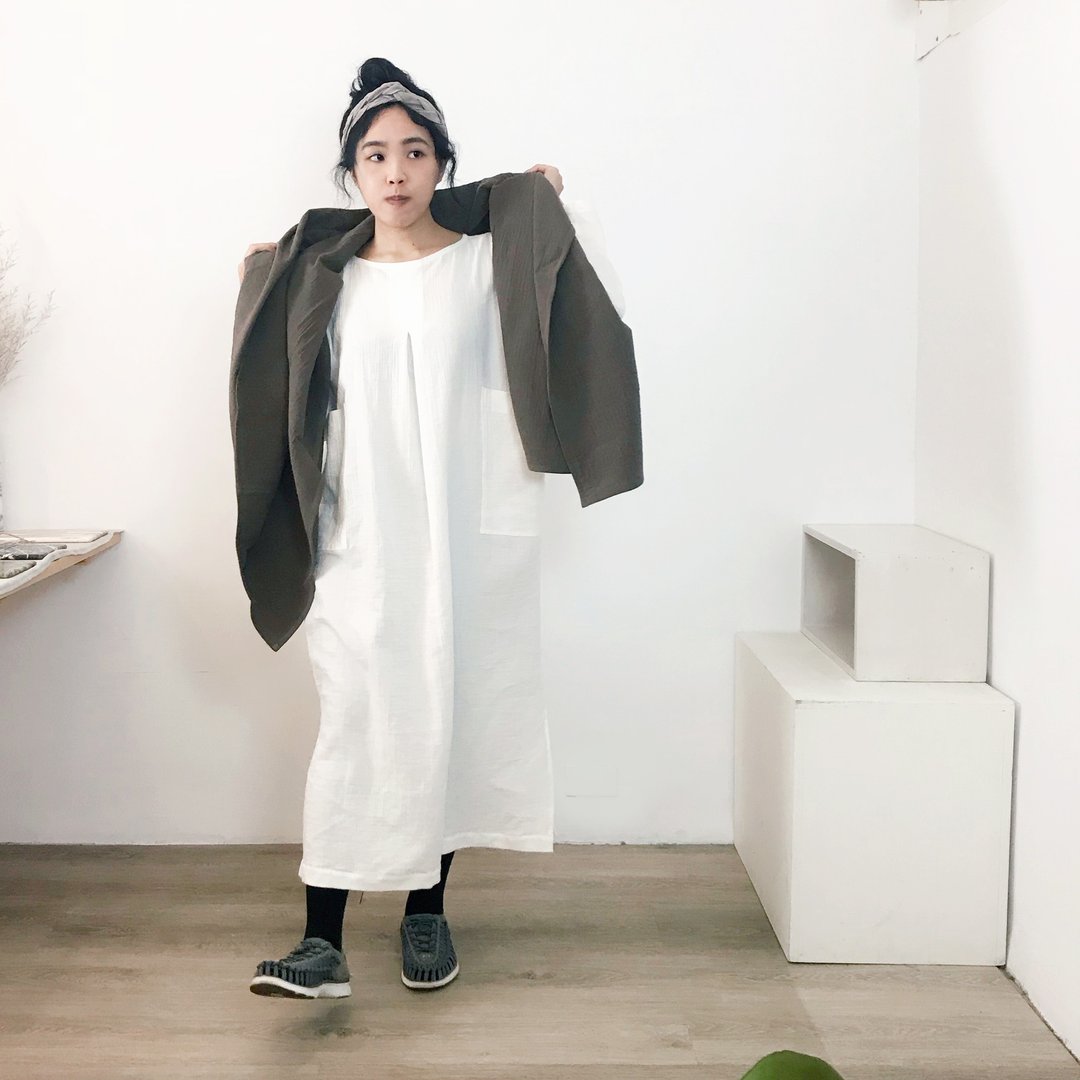 【长版上衣03】直立的慵懒 / 居家外出/双层纯棉/30色 - 女装上衣 - 棉 白色