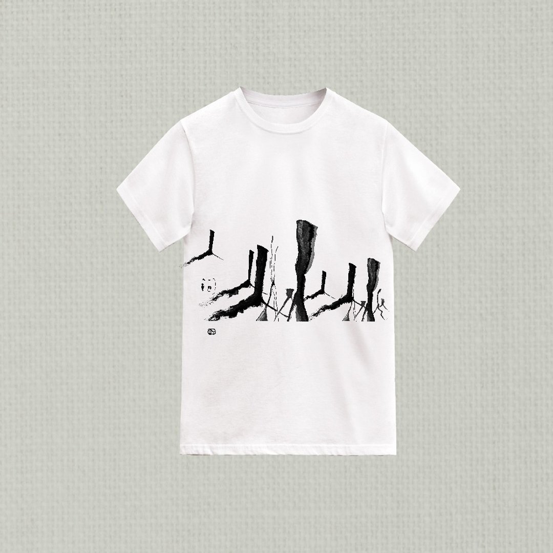 林夕笔风 | 全棉T-Shirt | 人间 | 03 | 白 | 台湾限定_限时限量 - 中性连帽卫衣/T 恤 - 棉 白色