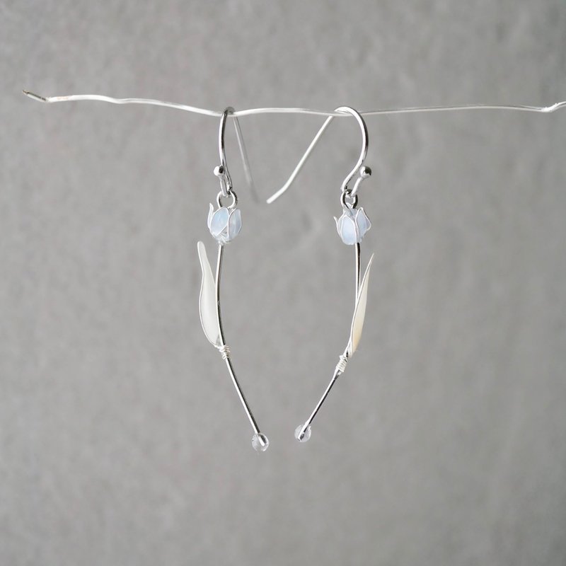 单朵郁金香 耳环/耳夹 - 耳环/耳夹 - 树脂 蓝色