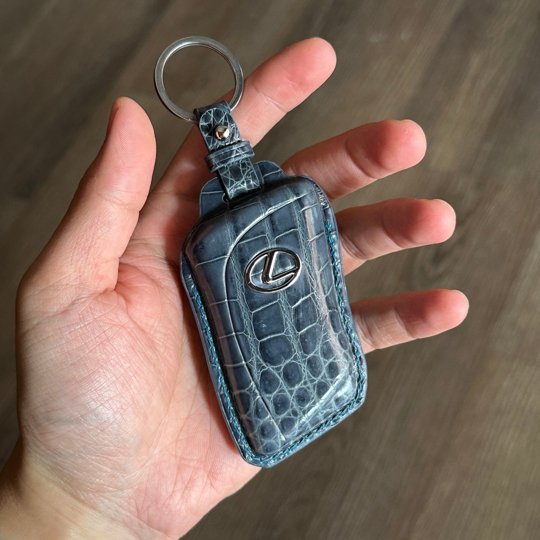 Lexus 鳄鱼皮钥匙套 NX RX LBX RZ LM UX LS 台湾手工制作 - 钥匙链/钥匙包 - 真皮 蓝色