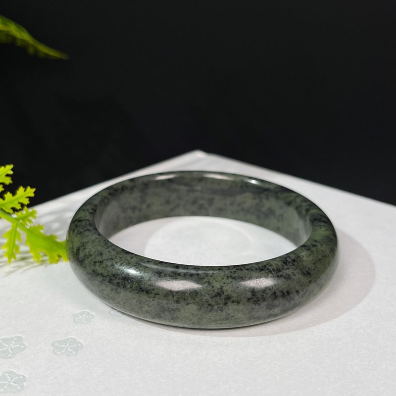 药王石手镯62MM 西藏墨绿玉手环 缓解疲劳 消除紧张 改善亚健康 - 手链/手环 - 玉石 绿色