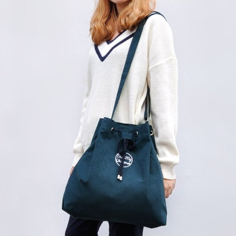 Dear My Universe 水桶包 - 绿 - 手拿包 - 棉．麻 绿色