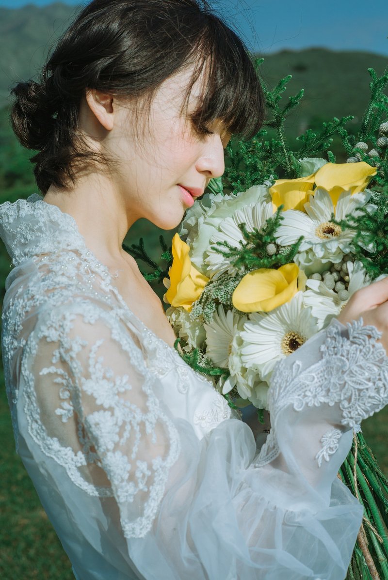 CreamyWhite 1970s古董婚纱_蕾丝长袖立领 - 晚装/礼服 - 其他材质 白色