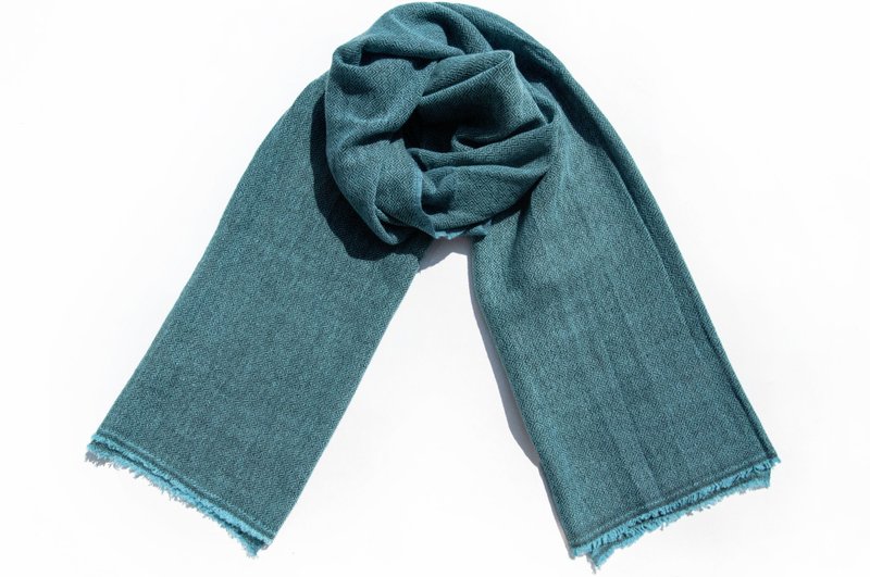 喀什米尔Cashmere 针织围巾 纯羊毛围巾 手织围巾 编织围巾-深海 - 围巾/披肩 - 羊毛 蓝色