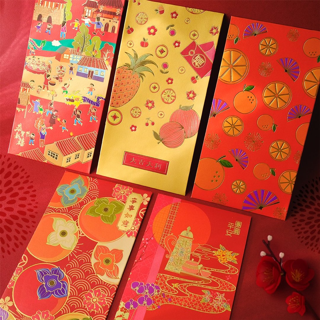 2026红包袋(现货6入一包)马年红包袋/创意红包袋/质感红包/烫金红 - 红包/春联 - 纸 红色