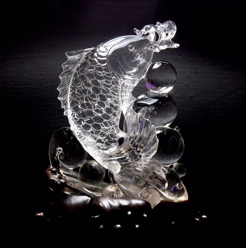 收藏级天然白水晶年年有余摆件 精工雕刻 造型饱满 活灵活现 - 其他 - 水晶 