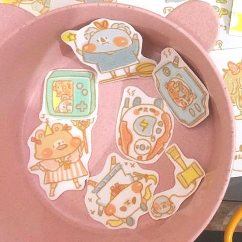 狗狗夹星/ 原创 插画 防水贴纸包 / 熊熊系列 - 贴纸 - 纸 