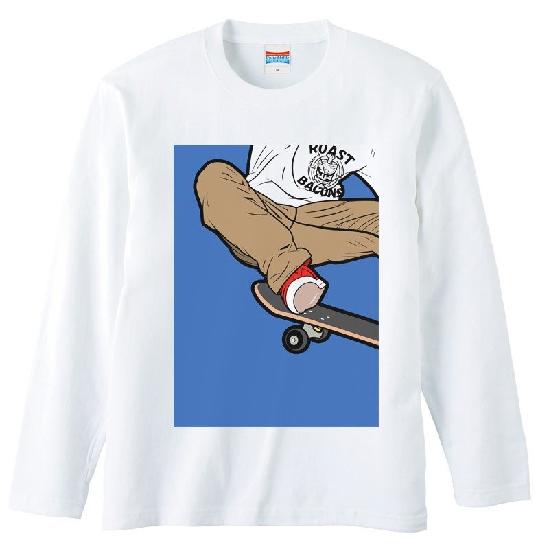 ロングスリーブTシャツ / SK8 - 男装上衣/T 恤 - 棉．麻 白色