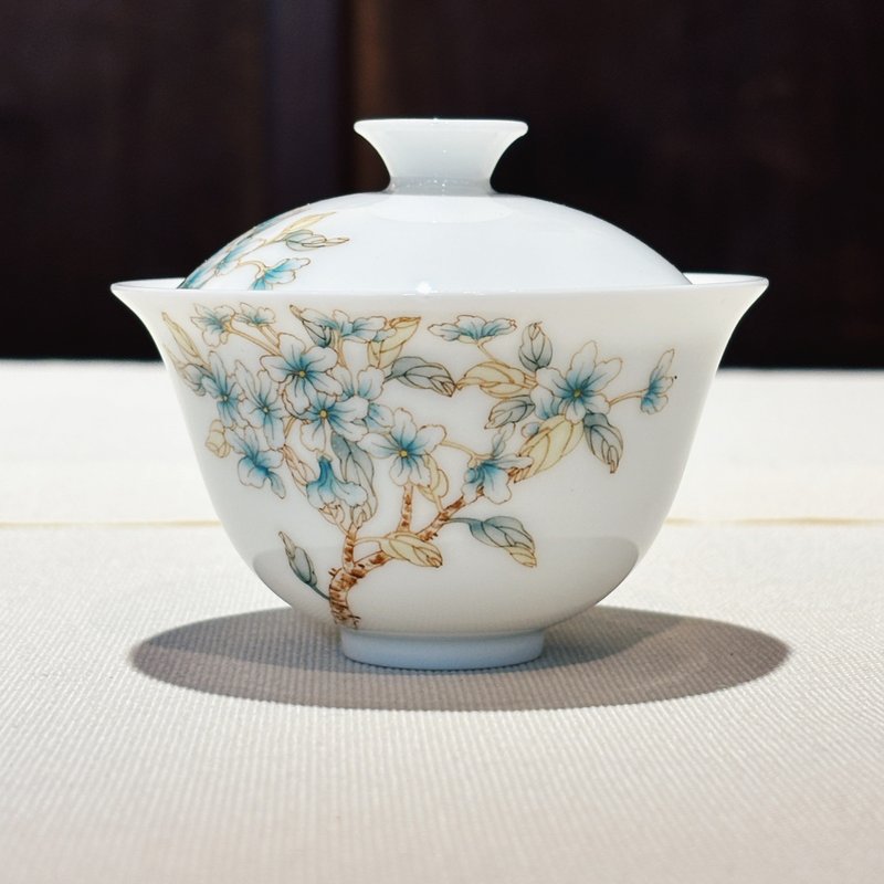 自慢监制 不言美器 釉中彩 玉瓷 栀子花 野梨花 - 茶具/茶杯 - 瓷 