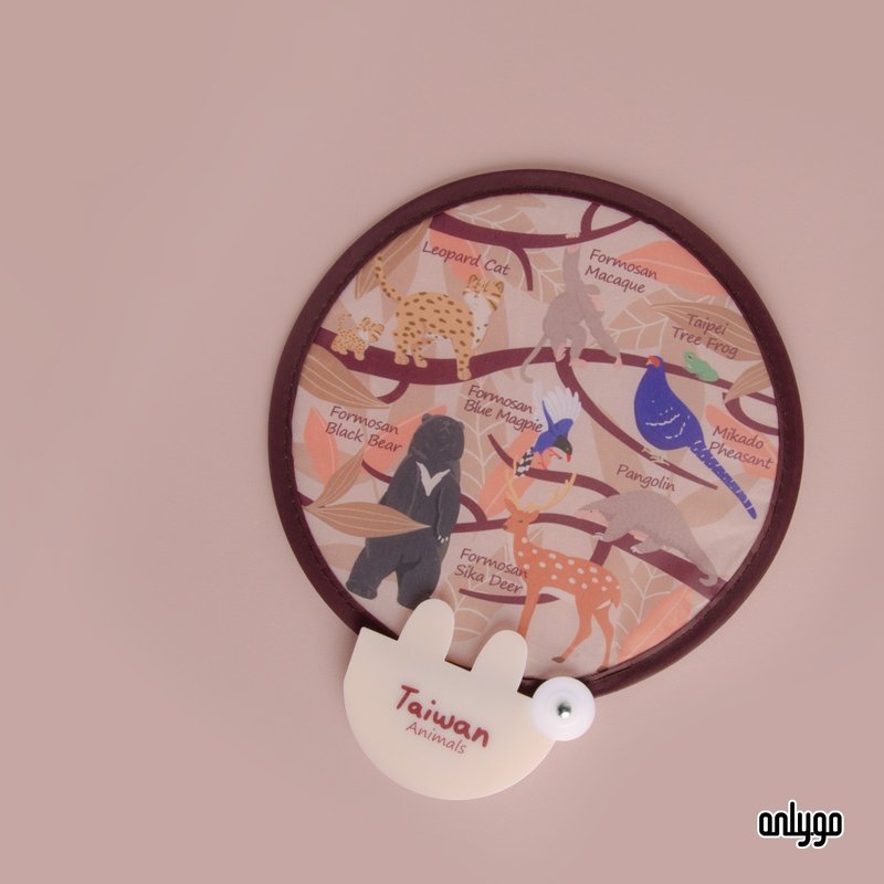 动物插画折叠圆扇 / 台湾动物图鉴 - 扇子 - 尼龙 多色