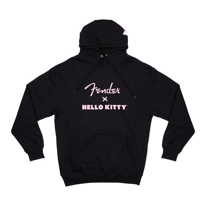 Fender x Hello Kitty Black Logo Hoodie 联名款帽T - 中性连帽卫衣/T 恤 - 棉．麻 黑色