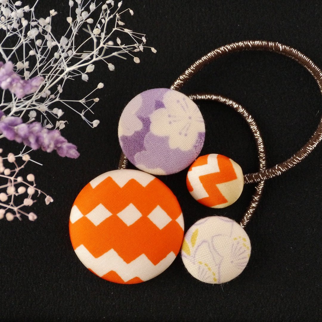 Congratulations Reiwa Happy Hair Ornament Kimono Hair Elastic 2 pieces Umebun - 发饰 - 棉 橘色