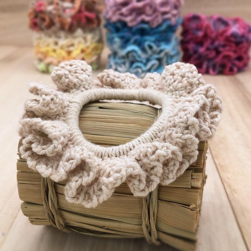 Hair Scrunchies - Colourful Hair Ties & Elastics - Crochet Hair Accessories - 发饰 - 棉．麻 卡其色