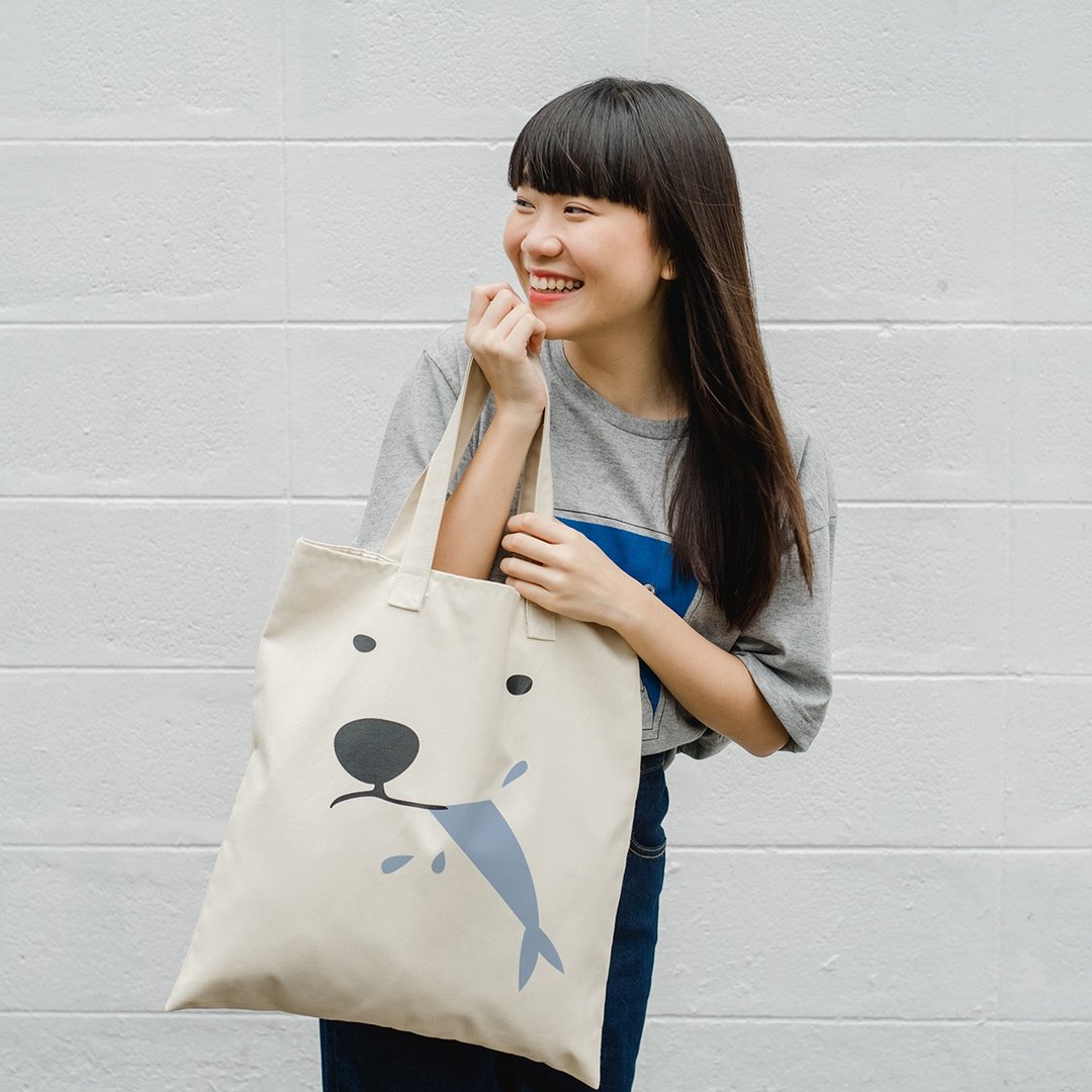 POLAR AND FISH, Changeable color tote bag - 侧背包/斜挎包 - 棉 卡其色