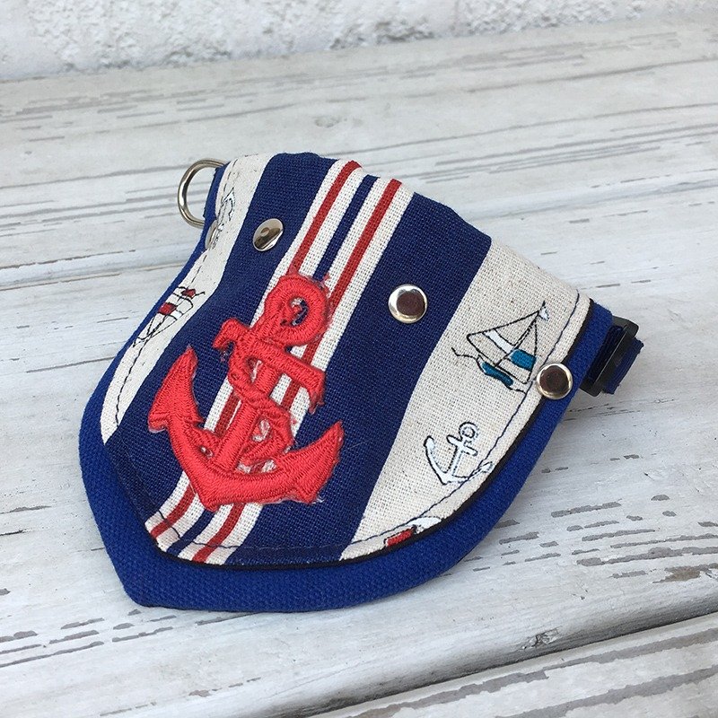 宠物项圈 船锚海洋领巾 米克斯尺码 - 项圈/牵绳 - 棉．麻 蓝色