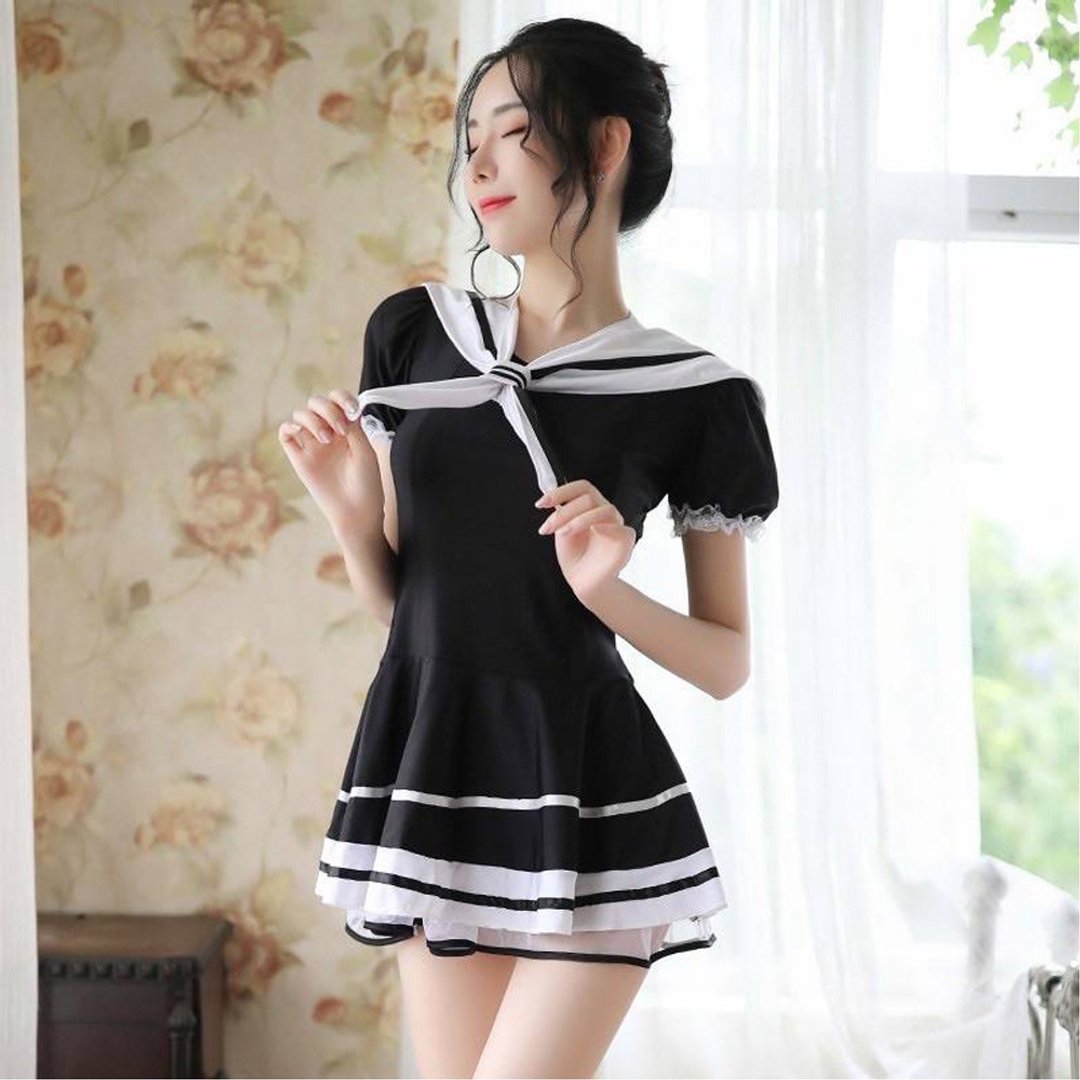 Women's student cosplay pajamas - 居家服/睡衣 - 聚酯纤维 黑色