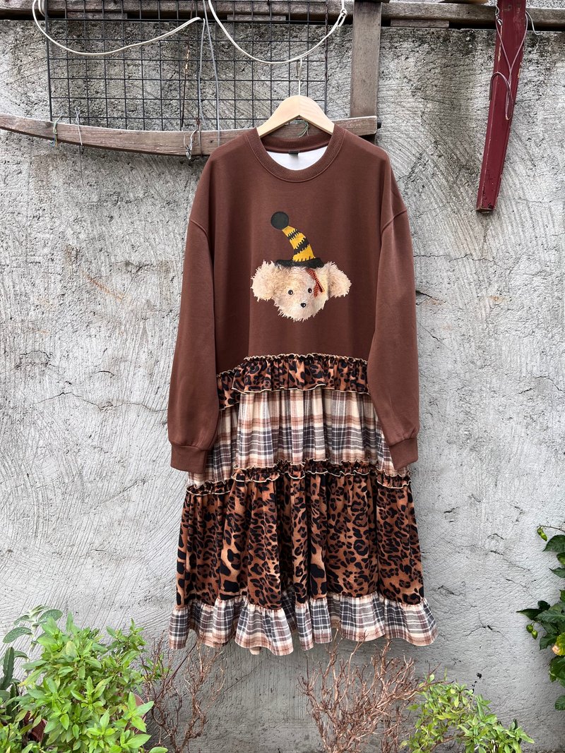 大学T层次拼接洋装 - 洋装/连衣裙 - 棉．麻 