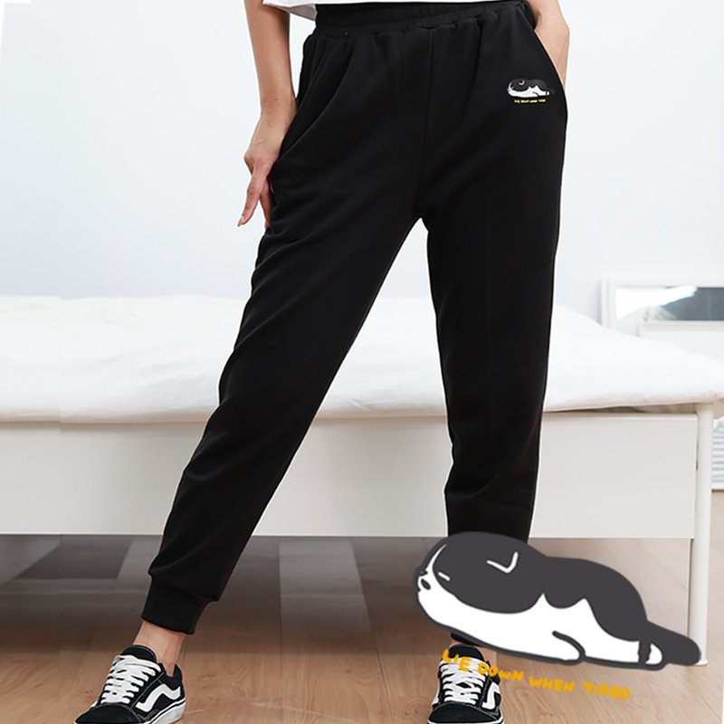 【ELASTI X 点点猫联名】 休闲系列-休闲缩口裤 - 女装长裤 - 聚酯纤维 