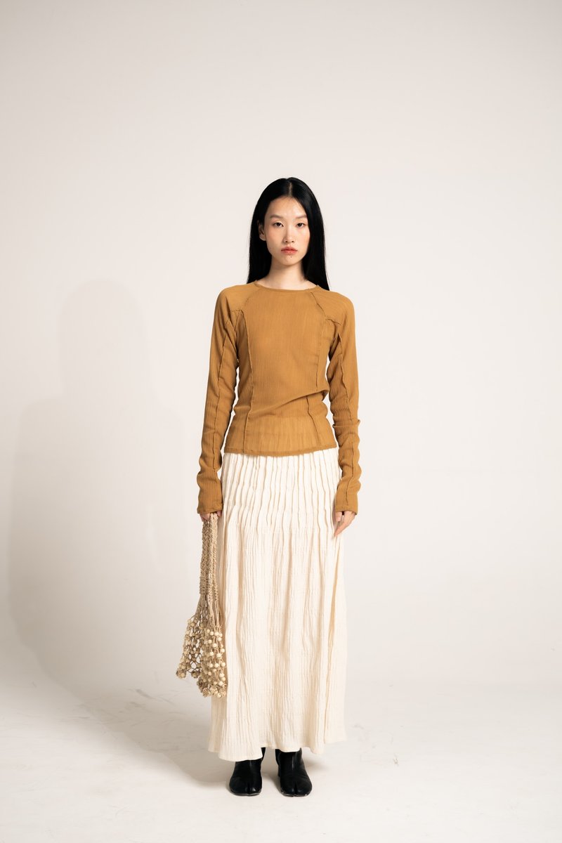 Palit Luna 长袖衬衫 : 芥末黄 - 女装上衣 - 棉．麻 黄色