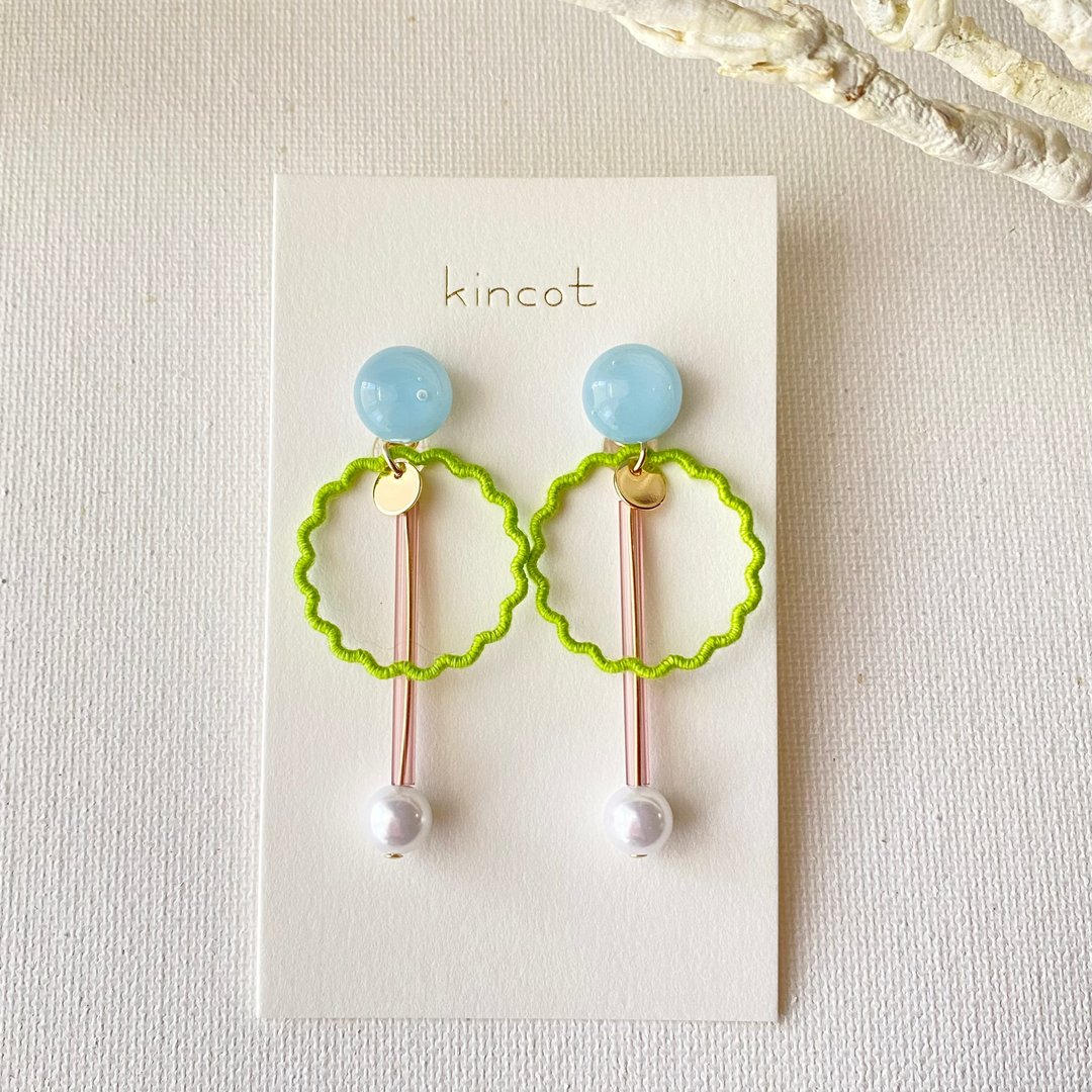 Mokumoku Earrings / Clip-On[Light Blue] - 耳环/耳夹 - 玻璃 多色