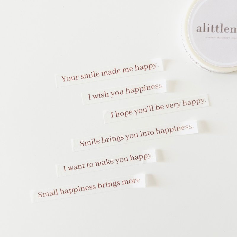 alittlemini 　７mm maskingtape　happy - 纸胶带 - 纸 粉红色