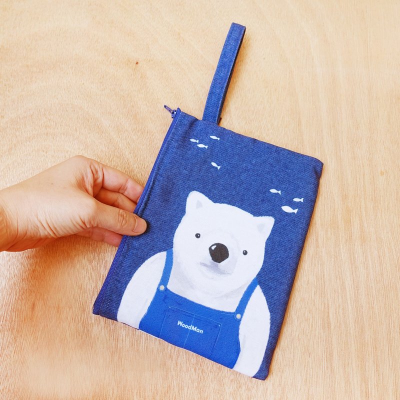 白日梦北极熊,手拿包 - 手拿包 - 棉．麻 蓝色