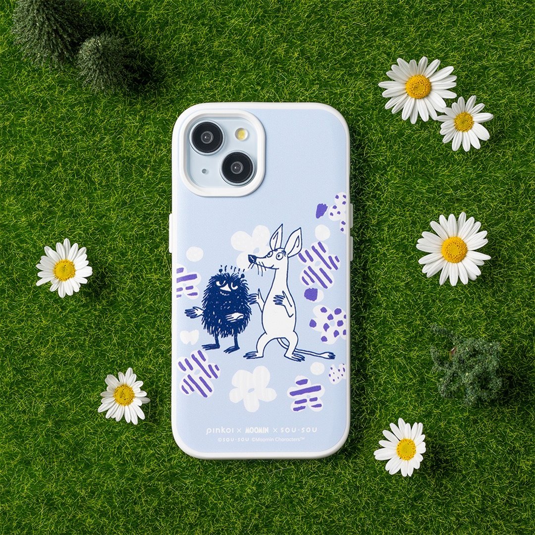 【Moomin x SOU・SOU】SolidX MagSafe兼容壳|史汀奇吸吸-绽放 - 手机壳/手机套 - 塑料 白色