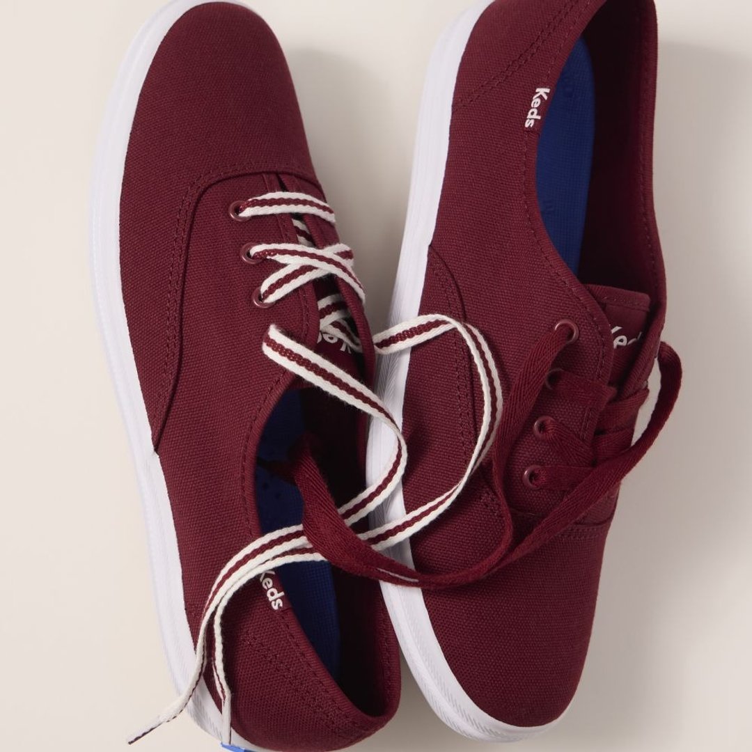 Keds CHAMPION CANVAS 品牌经典帆布款 勃根地酒红 WF68658 - 女款休闲鞋 - 其他材质 